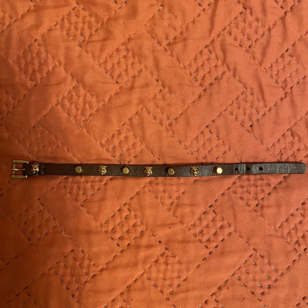 Gucci Feline Head Studded Leather Bracelet